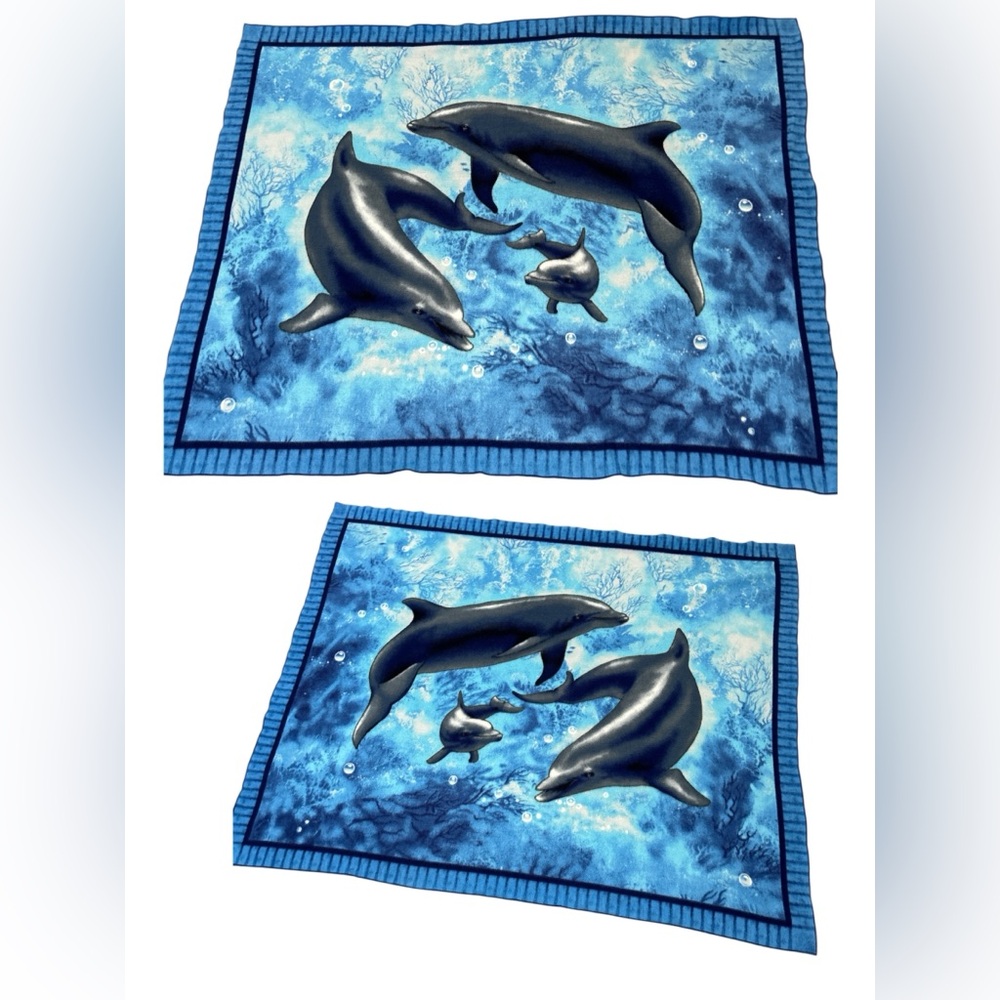Blue Dolphin Reversible Fleece Print Blanket